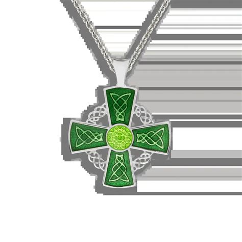 Large Green Celtic Cross Necklace Sterling Silver Nicole Barr