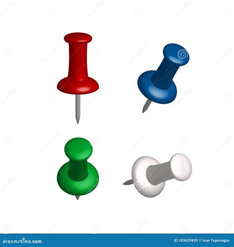 Collection Of Various Push Pins Stock Illustration Illustration Of