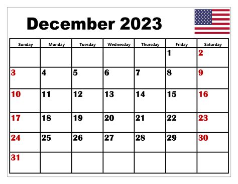 Dec 2023 Calendar With Holidays - Printable Template Calendar