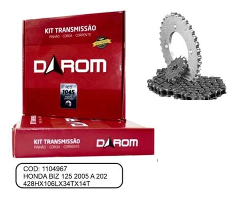 Kit Transmissão Relação Darom Honda Biz 125 Ano 2005 A 2020 DICABIKEWORLD