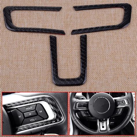 Citall Pcs Car Interior Steering Wheel Cover Trim Carbon Fiber Fit For