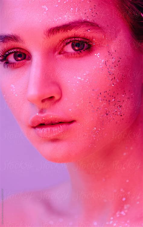 Beauty Portrait In Pink Light By Stocksy Contributor Liliya