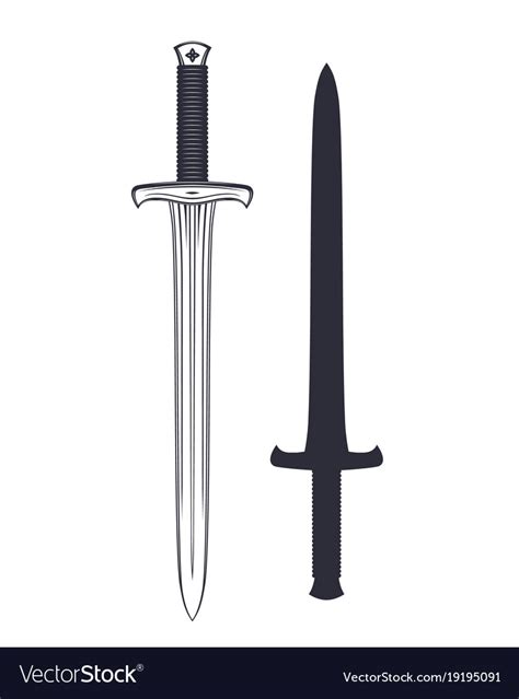 Medieval sword isolated over white Royalty Free Vector Image