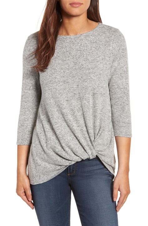 Gibson Cozy Twist Front Pullover Regular And Petite Nordstrom