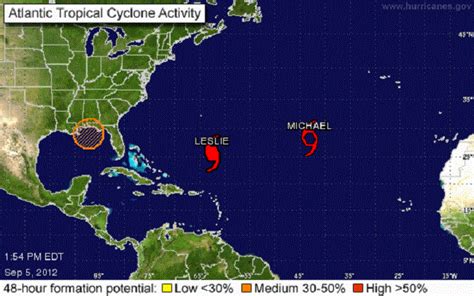 Hurricane Leslie 2012 Path Map Sixth Hurricane Of The Season Uprgraded