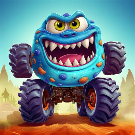 Premium Photo | Funny cartoon Monster Truck colorful