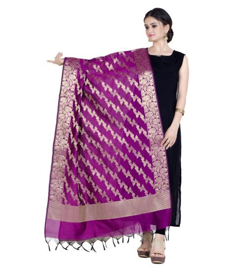 Chandrakala Purple Chanderi Banarasi Dupatta Price In India Buy