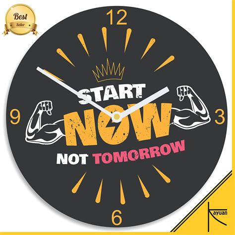 Jual Jam Dinding Kayu Quote Motivation Start Now Not Tomorrow Inspirasi