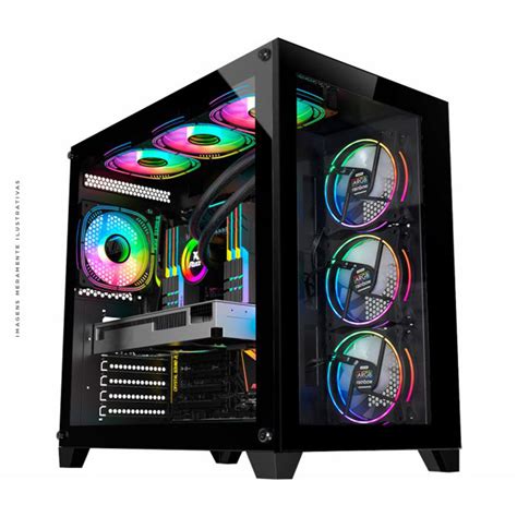 Gabinete Gamer K Mex Space Aqua MATX Preto CG 10KN