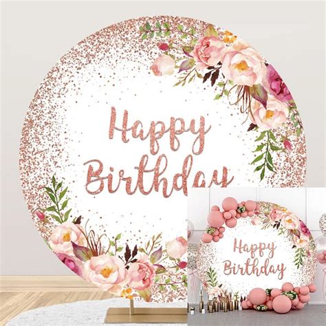 Amazon OERJU 6x6ft Rose Gold Birthday Round Backdrop Cover Pink