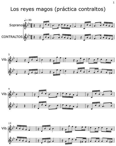 Los Reyes Magos Pr Ctica Contraltos Sheet Music For Vibraphone