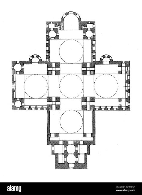 Antique illustration of floor plan of St. Front's Cathedral in ...