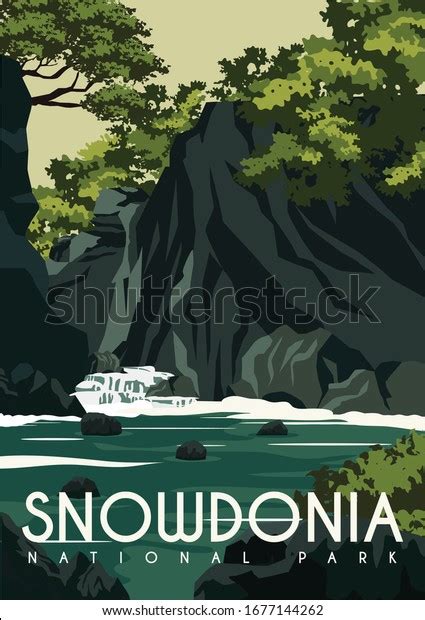 Wales Vector Illustration Background Travel Snowdonia Stock Vector