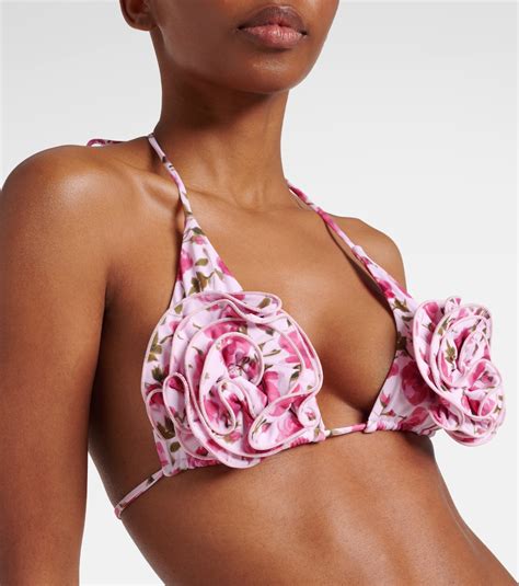 Floral Appliqu Triangle Bikini Top In Pink Magda Butrym Mytheresa