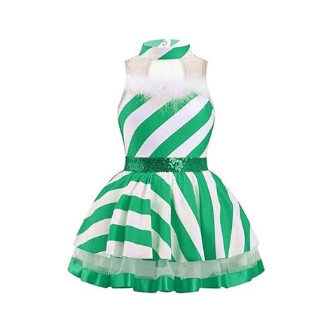 Dpois Enfant Fille Lutin Robe Noël Déguisement Elfe Costume Carnava