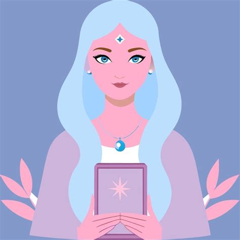 Illustration Of A Cartoon Mysterious Fortune Teller With Tarot Card