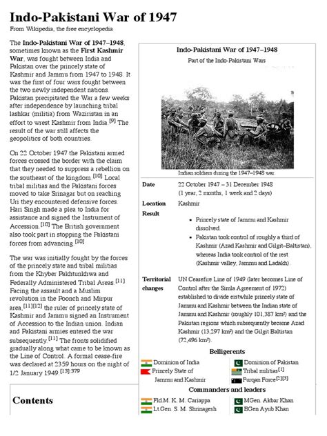 Indo-Pakistani War of 1947 - Wikipedia, The Free Encyclopedia | Pakistan | Independent India