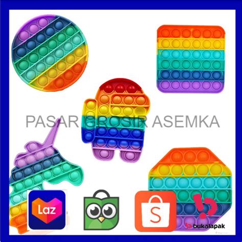 Jual TOYS RELIEVE STRESS POP IT FIDGET TOY PUSH POP IT RAINBOW MAINAN