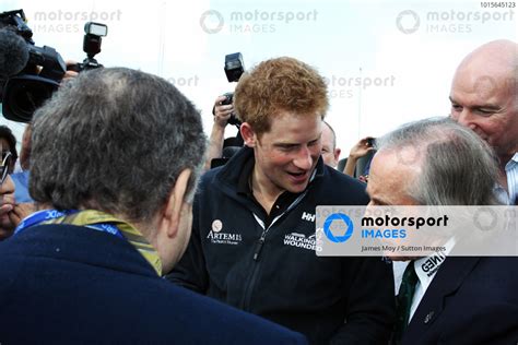 HRH Prince Harry Of Wales With Jackie Stewart GBR Formula One World