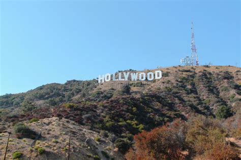 HOLLYWOOD Sign on Blue Sky Background. World Famous Landmark. USA ... 