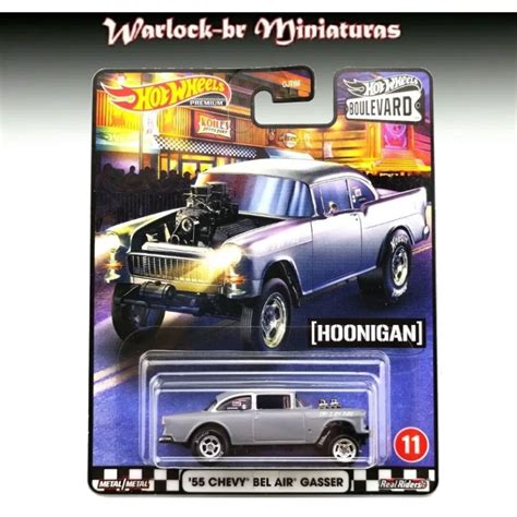 HOT WHEELS PREMIUM BOULEVARD 2021 55 CHEVY BEL AIR GASSER PNEUS DE BORRACHA LACRADO ESCALA 1 64