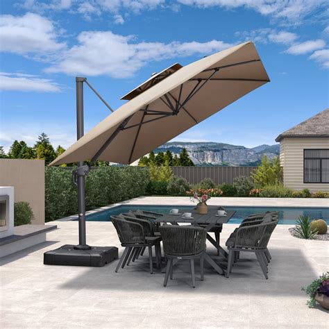 PURPLE LEAF Eco Friendly Olefin Fabric Patio Cantilever Umbrella On