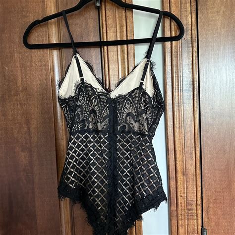 Lace Bodysuit With Nude Liner Bodysuit Goingout Depop