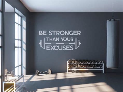 Gym Fitness Wall Decal Be Stronger Then Your Excuses Etsy Decoração