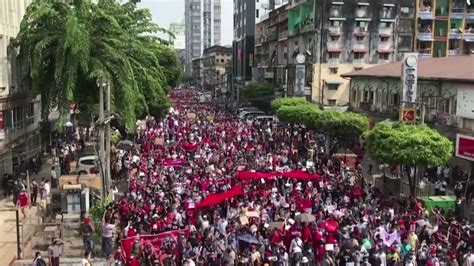 Tens Of Thousands Rally Against Myanmar Coup Yahoo Sport