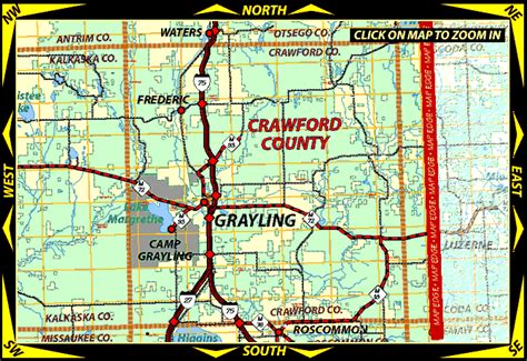 Map Of Crawford County Michigan Including Grayling Frederic Lovells