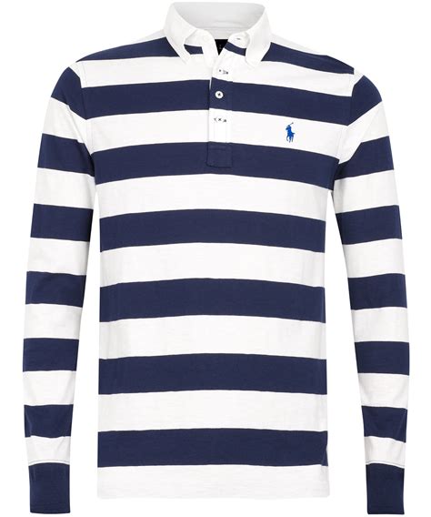 Lyst Polo Ralph Lauren Navy And White Stripe Jersey Shirt In Blue For Men