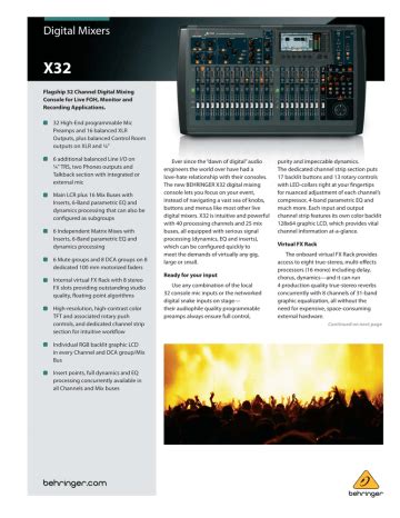 Behringer X32 DIGITAL MIXER User manual | Manualzz