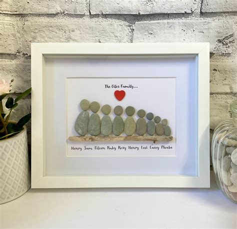 Pebble Art Family Pebble Frame Personalised Gifts Family - Etsy