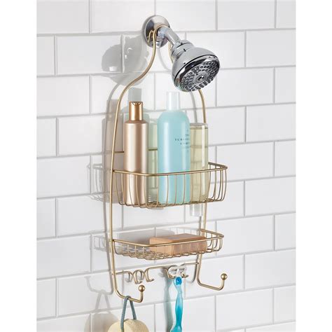 Wall Mounted Shelf For Bathroom With Adjustable Shower Caddy And Towel Bars