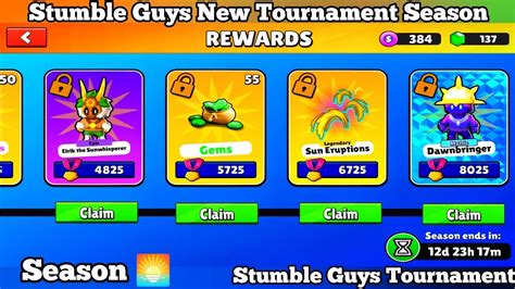 Stumble Guys Tournament Season Rewards Dawnbringer Youtube