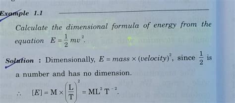 Example 11 Calculate The Dimensional Formula Of Energy From The Equation