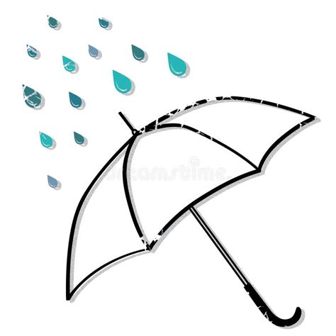 Rain Drops Rippling In Puddle And Umbrella Stock Vector Illustration