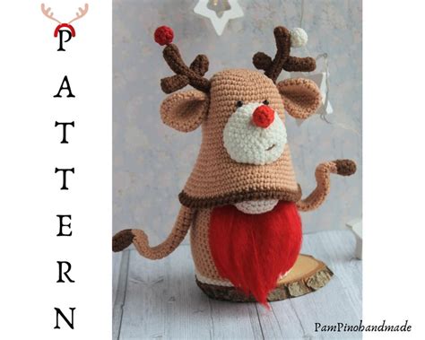 Crochet Rudolph The Reindeer Gnome Amigurumi Pattern Etsy