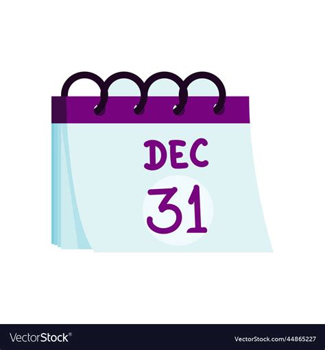 Calendar with dec 31 date Royalty Free Vector Image