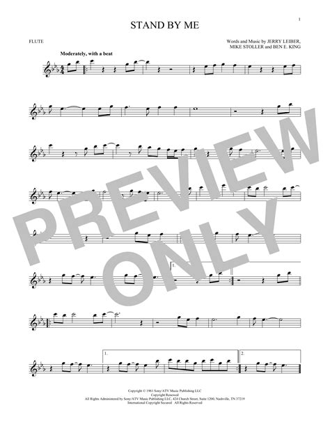 Stand By Me Sheet Music Ben E King Flute Solo