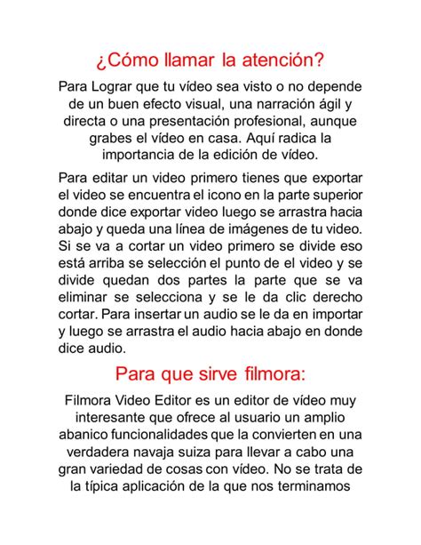 Resumen De Video De Filmora PDF Descarga Gratuita