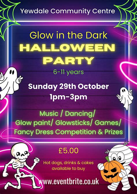 Glow In The Dark Halloween Party 6 11 Yrs Yewdale Community Centre Carlisle 29 October