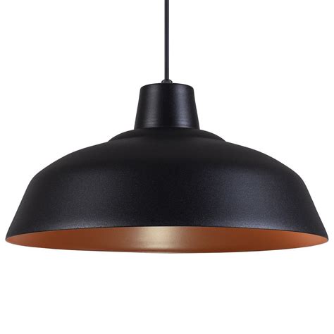 Pendente Retrô 34cm Luminária Lustre Alumínio Preto Textura C Cobre