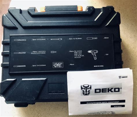 Дрель-шуруповерт аккумуляторная DEKO GCD12DU3 SET5 Li-Ion в кейсе + наб ...