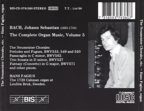 Hans Fagius J S Bach The Complete Organ Music Vol New Cd