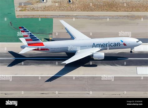 American Airlines Boeing 777 200 Landing In Lax Airport Usa Widebody