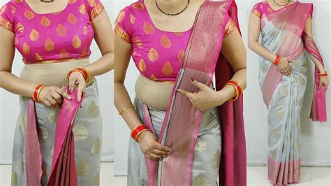 Banarasi Silk Saree Draping Tutorial For Wedding Step By Step Party