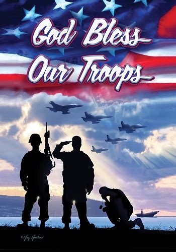 Bless Our Troops Flag Patriotic Flags Double Sided Flags