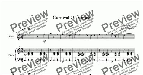 Carnival Of Venice Julius Benedict For Flute Piano Sheet Music