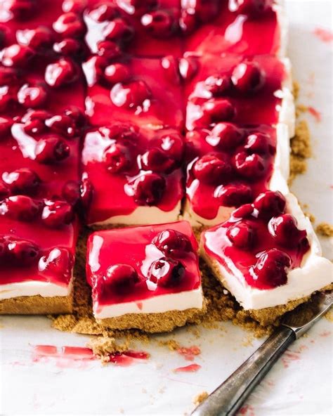 No Bake Cherry Cheesecake Bars Foodess